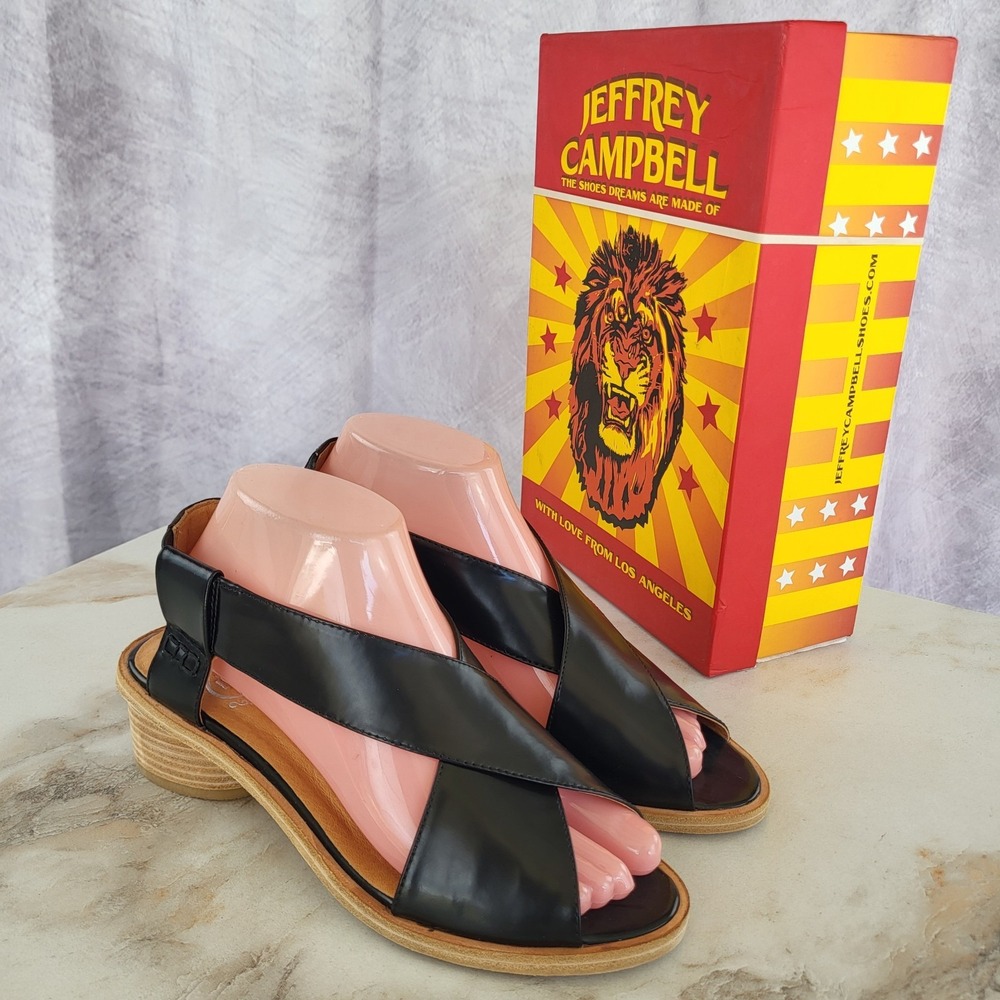 Jeffrey Campbell Columbo Size 7.5 Women's Cross Strap Sandals Ankle Strap